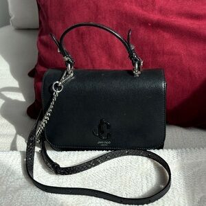 Jimmy Choo Black Snake Print Bag with Additional Crossbody Strap